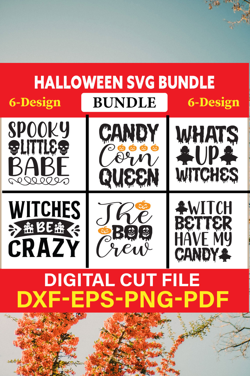 Halloween Svg Bundle, Halloween Bundle, Witch svg, Ghost svg, Pumpkin svg, Halloween Vector, Cricut, Funny Mom Svg Vol-08 pinterest preview image.