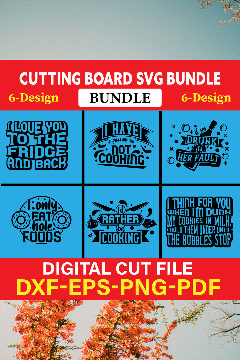 Cutting Board T-shirt Design Bundle Vol-4 pinterest preview image.