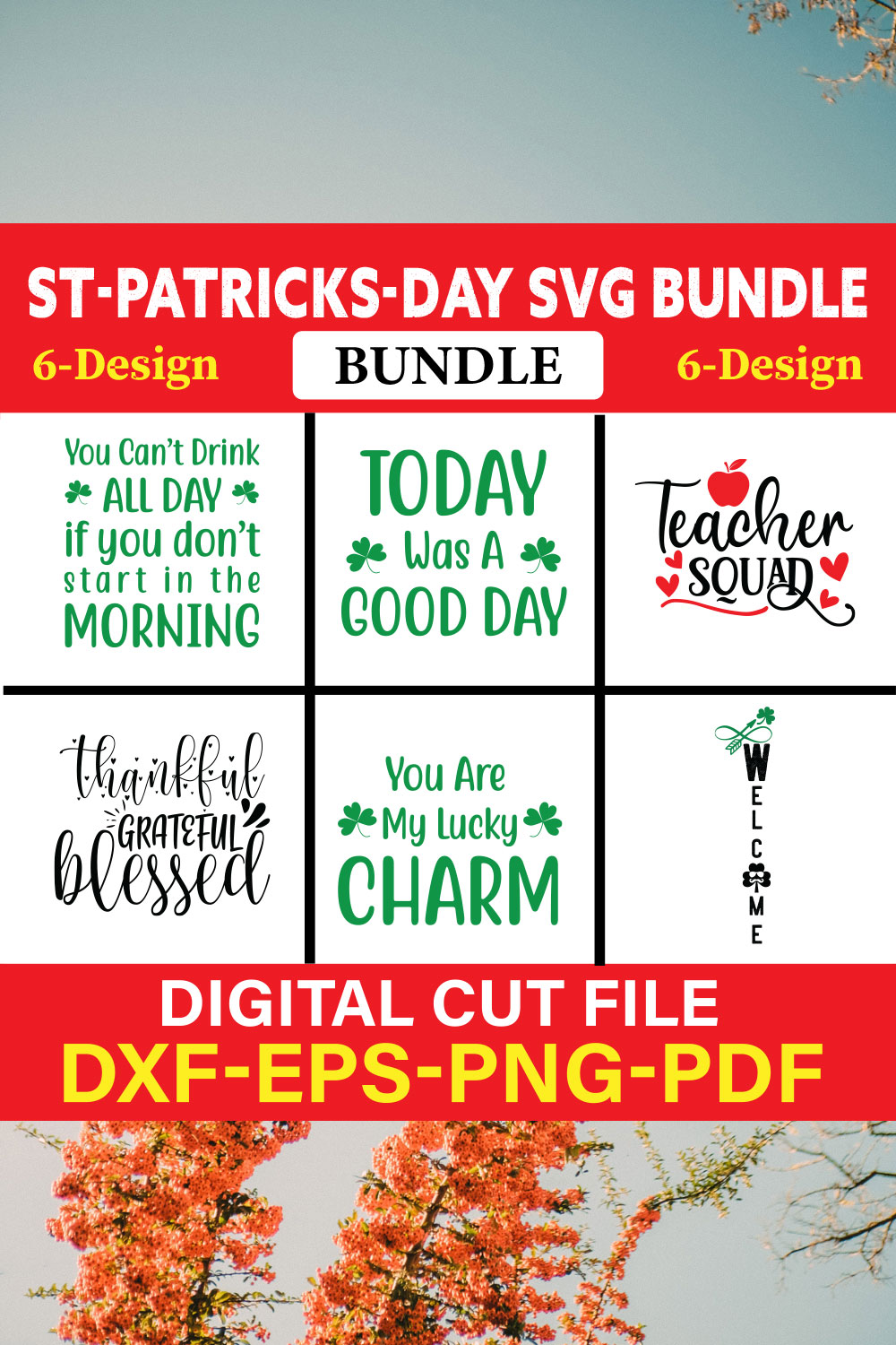 St-Patricks Day T-shirt Design Bundle Vol-10 pinterest preview image.