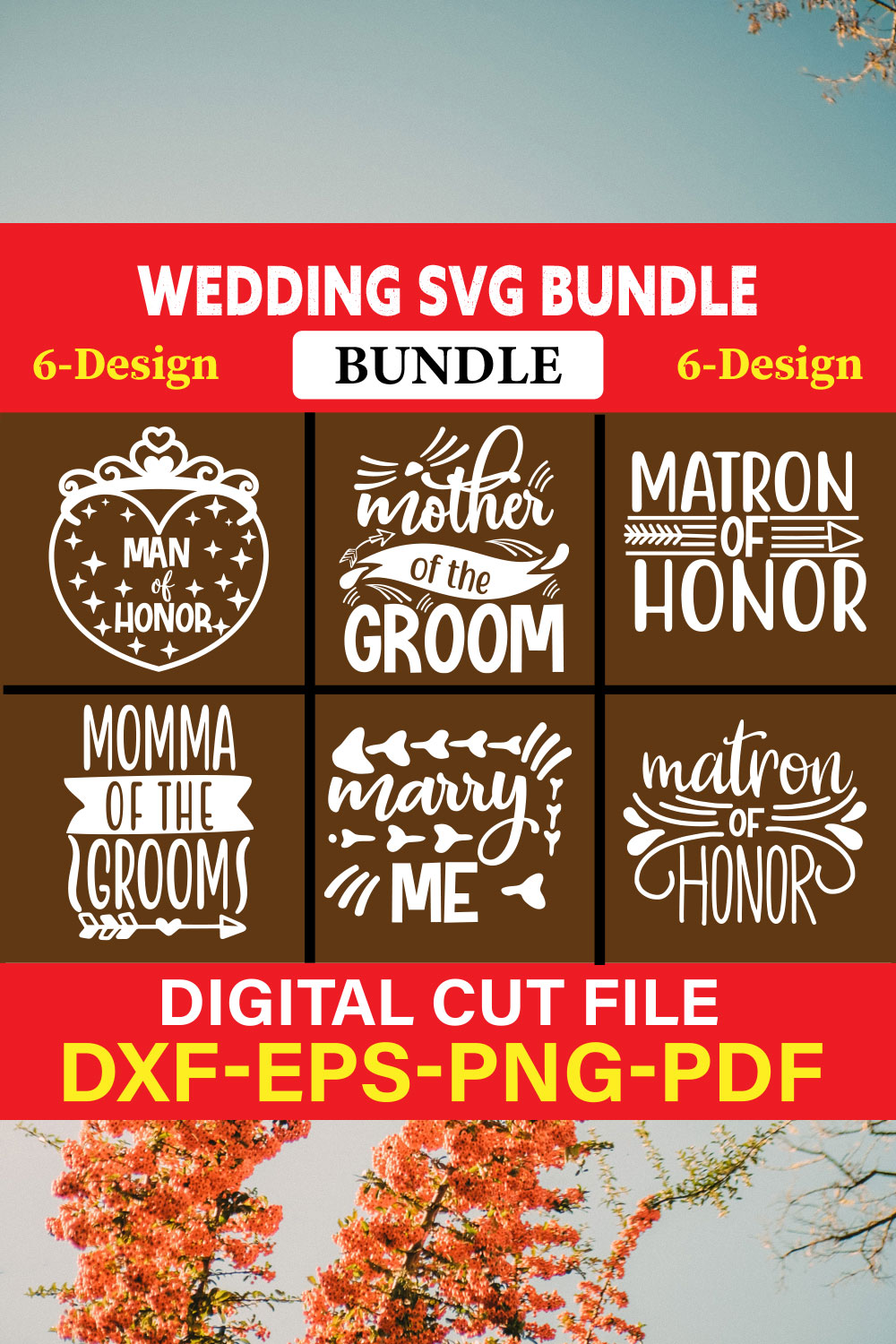 Wedding T-shirt Design Bundle Vol-21 pinterest preview image.