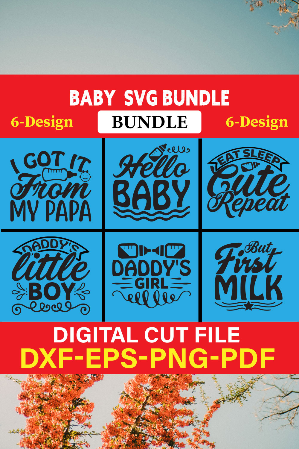 Baby T-shirt Design Bundle Vol-1 pinterest preview image.