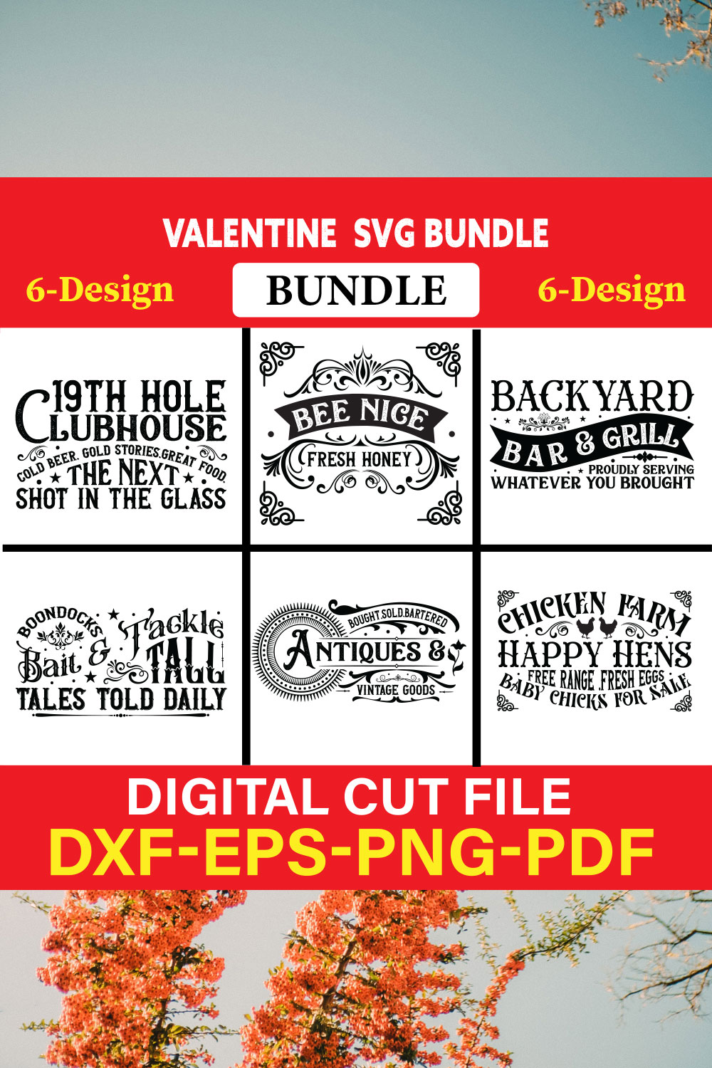 Valentine T-shirt Design Bundle Vol-4 pinterest preview image.