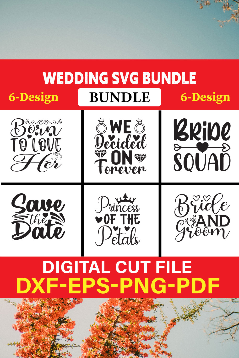 Wedding T-shirt Design Bundle Vol-4 pinterest preview image.