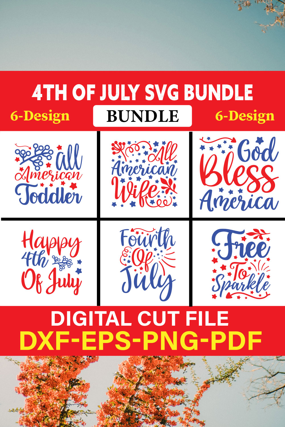 4th Of July T-shirt Design Bundle Vol-6 pinterest preview image.