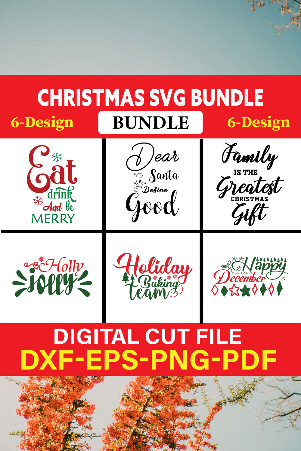Christmas T-shirt Design Bundle Vol-47 pinterest preview image.