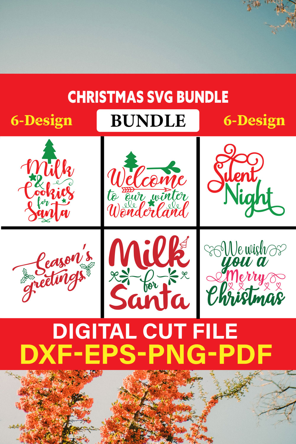 Christmas T-shirt Design Bundle Vol-8 pinterest preview image.