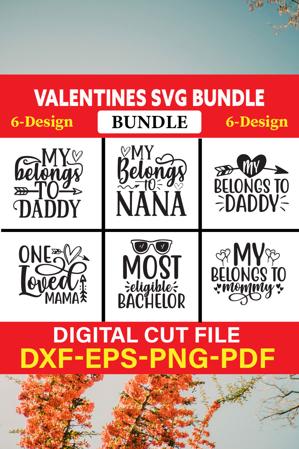 Valentines T-shirt Design Bundle Vol-29 pinterest preview image.