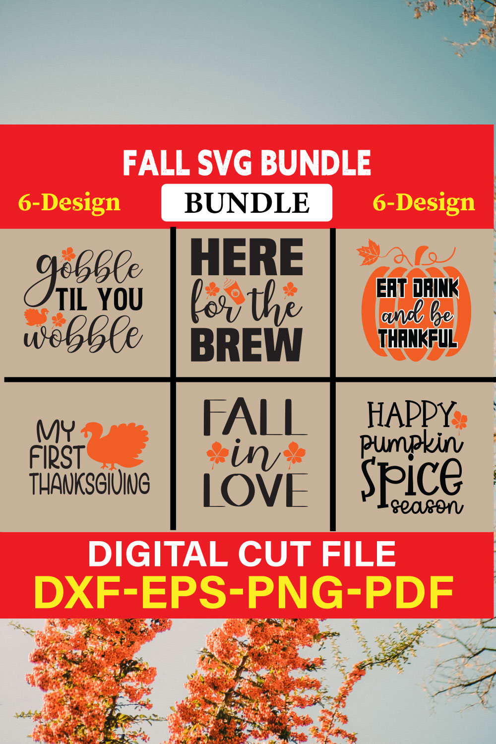 Fall SVG, Fall SVG Bundle, Autumn Svg, Thanksgiving Svg, Fall Svg Designs, Fall Sign, Autumn Bundle Svg, Vol-06 pinterest preview image.