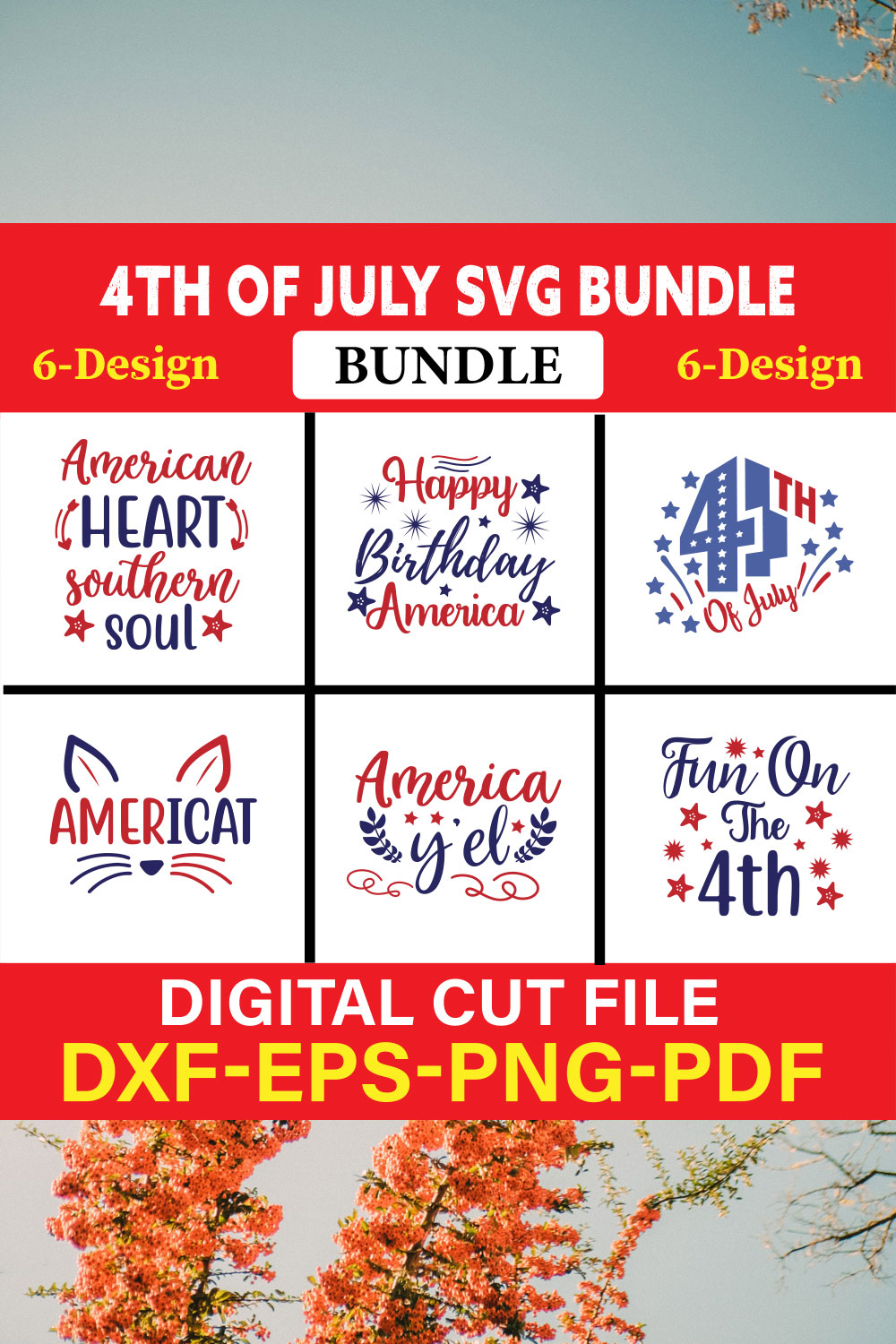4th Of July T-shirt Design Bundle Vol-1 pinterest preview image.