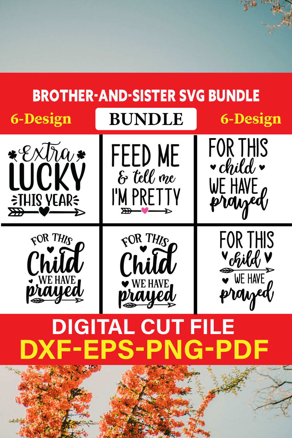 Brother-and-Sister T-shirt Design Bundle Vol-5 pinterest preview image.