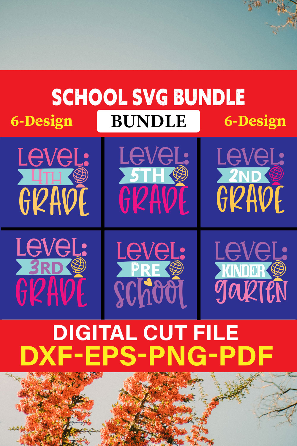 School T-shirt Design Bundle Vol-12 pinterest preview image.