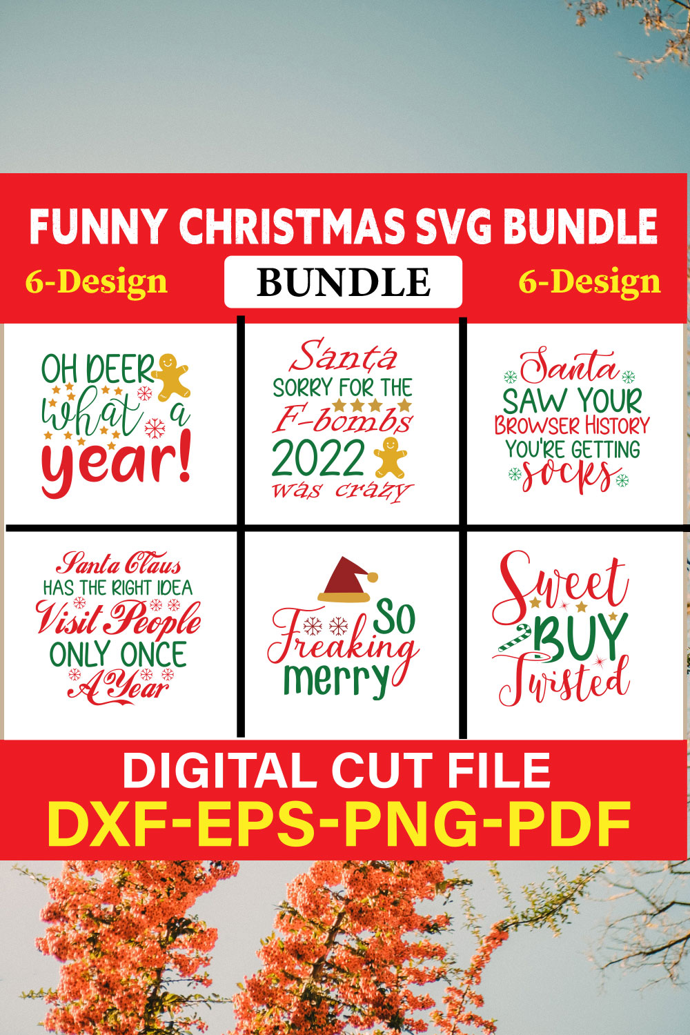 Christmas SVG Bundle / Funny Christmas SVG / Cut File Vol-03 pinterest preview image.