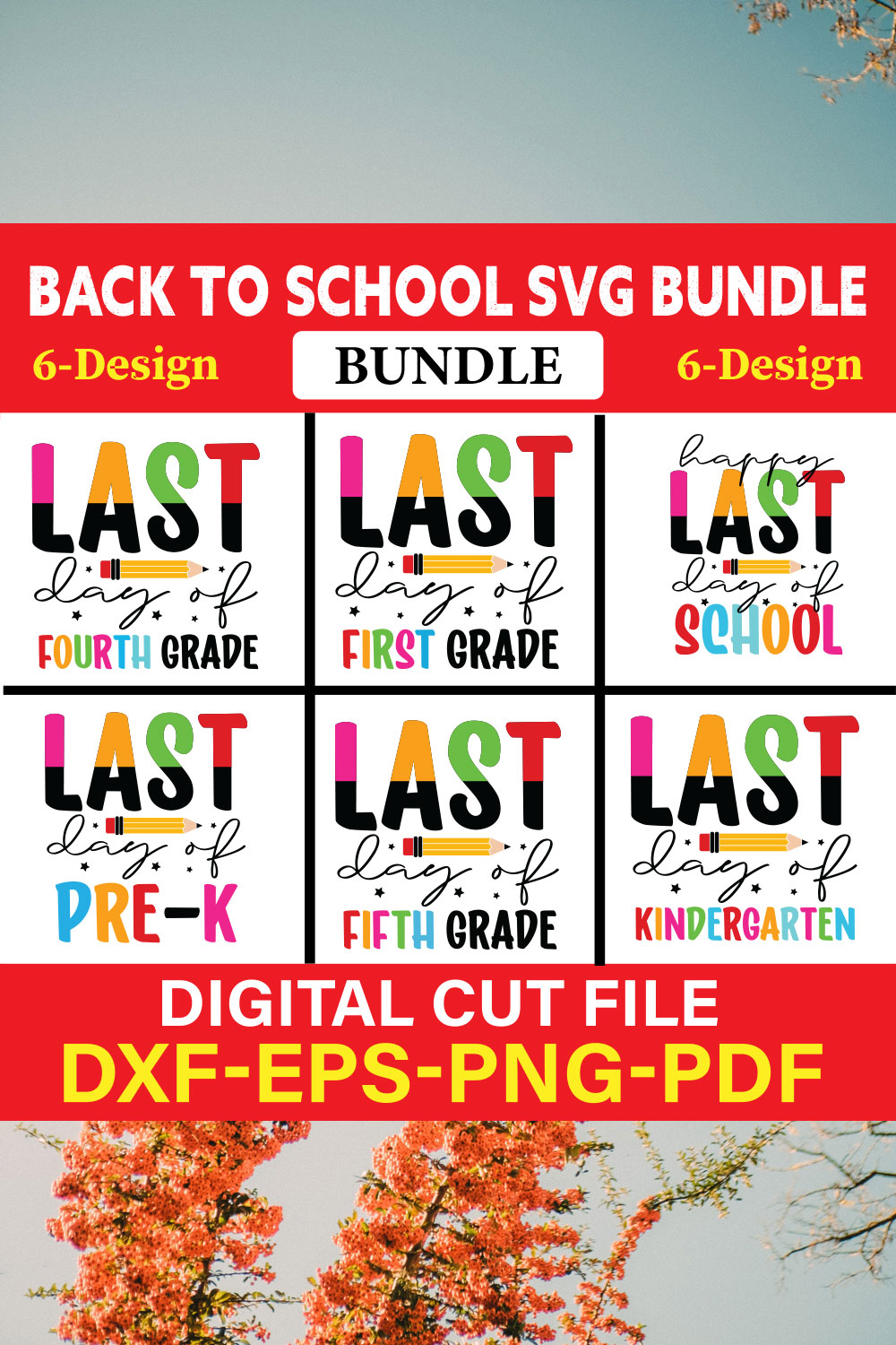 Back To School T-shirt Design Bundle Vol-1 pinterest preview image.