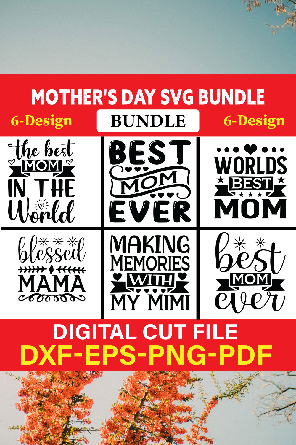 Mother's Day T-shirt Design Bundle Vol-4 pinterest preview image.