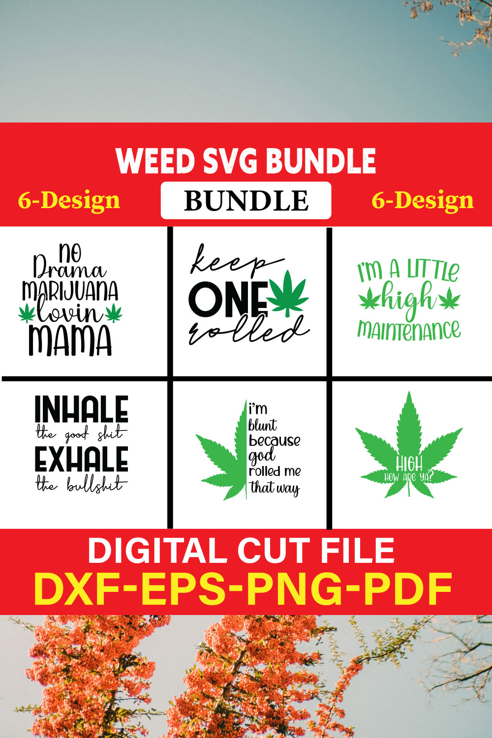 Weed T-shirt Design Bundle Vol-3 pinterest preview image.