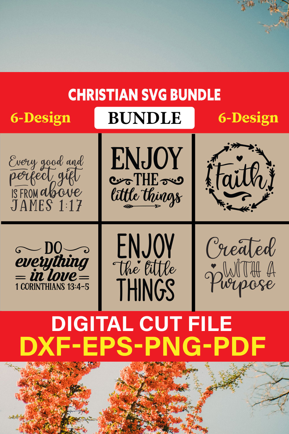 Christian T-shirt Design Bundle Vol-6 pinterest preview image.