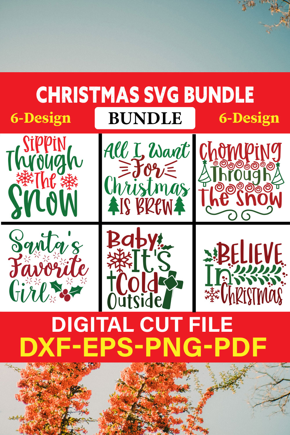 Christmas T-shirt Design Bundle Vol-16 pinterest preview image.