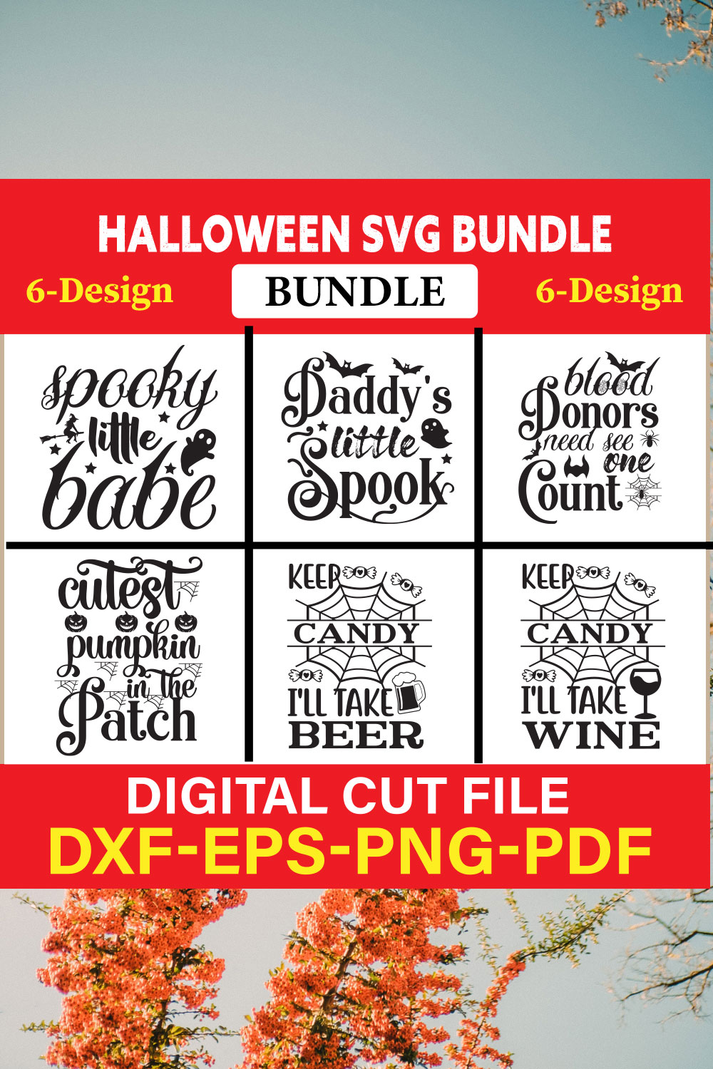 Halloween Svg Bundle, Halloween Bundle, Witch svg, Ghost svg, Pumpkin svg, Halloween Vector, Cricut, Funny Mom Svg Vol-21 pinterest preview image.