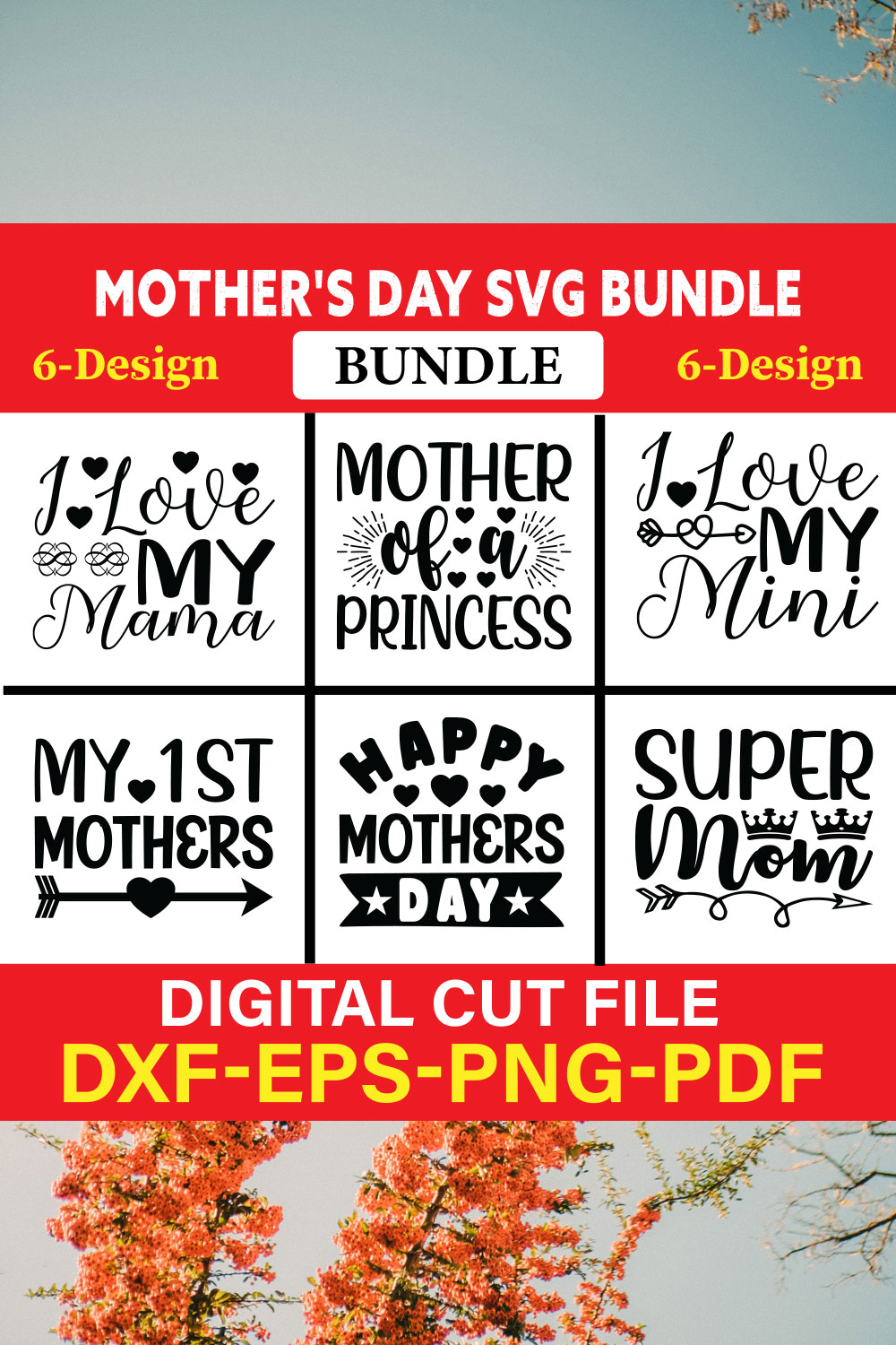 Mother's Day T-shirt Design Bundle Vol-2 pinterest preview image.