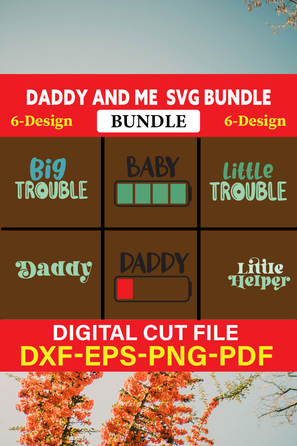 Daddy And Me T-shirt Design Bundle Vol-7 pinterest preview image.