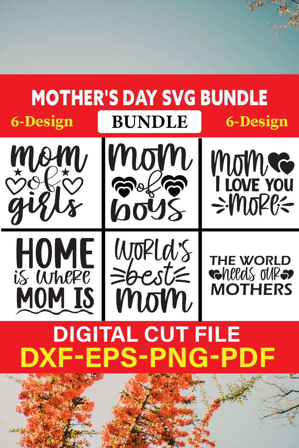 Mother's Day T-shirt Design Bundle Vol-10 pinterest preview image.