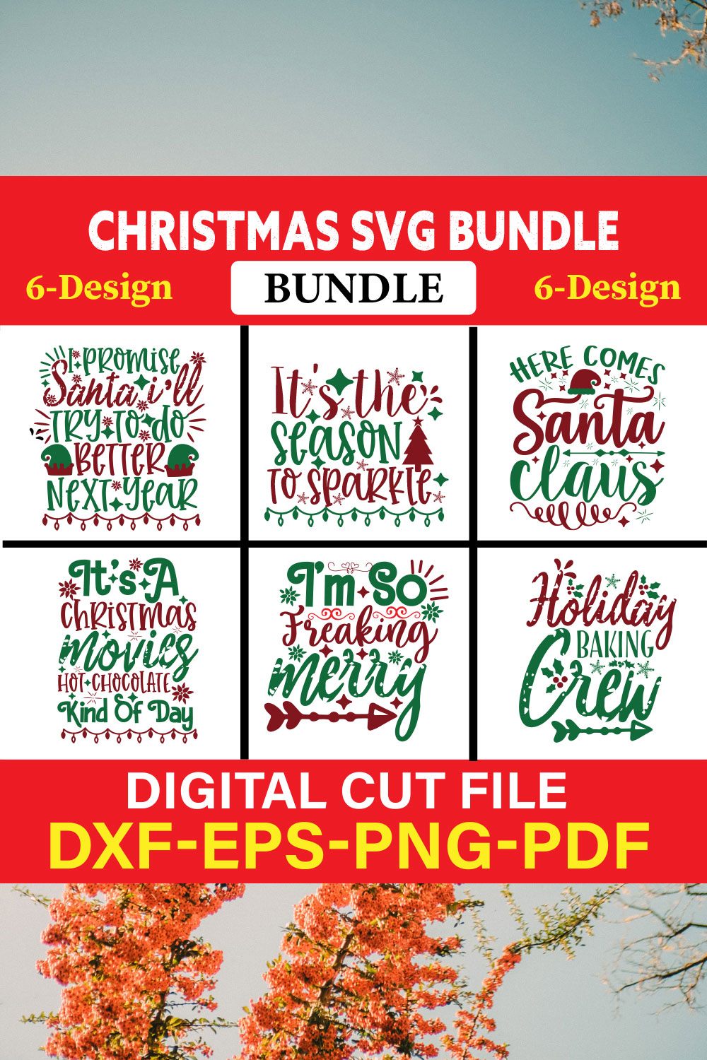 Christmas T-shirt Design Bundle Vol-34 pinterest preview image.