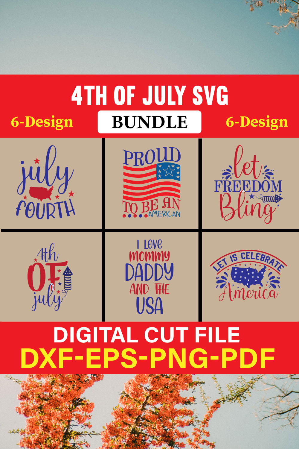 4th of July SVG Bundle, July 4th SVG, Fourth of July SVG Vol-01 pinterest preview image.