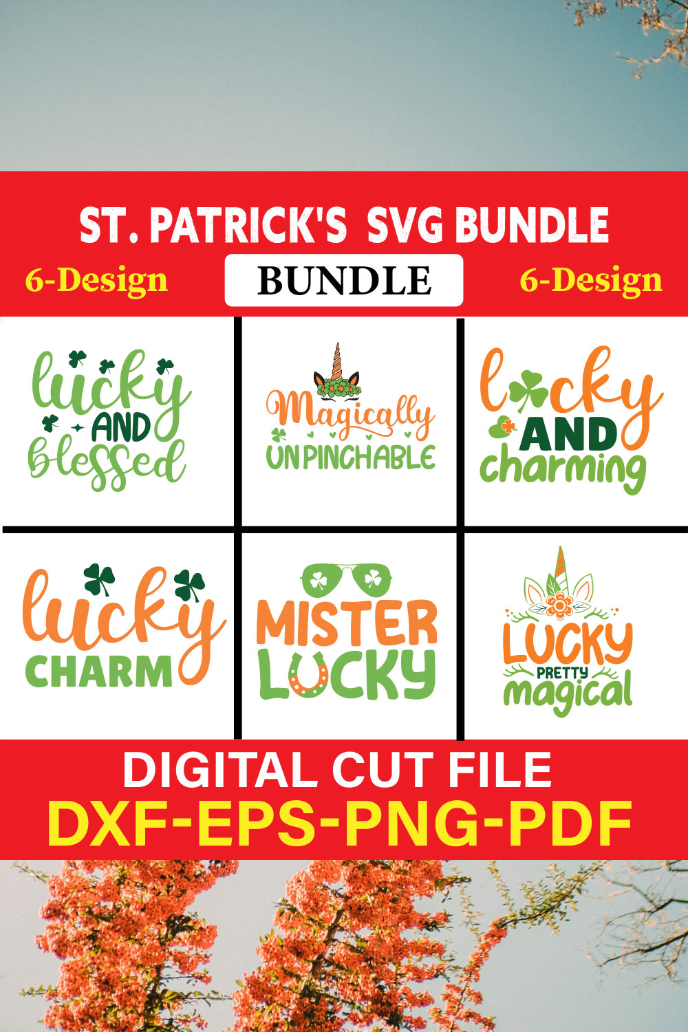St Patrick's T-shirt Design Bundle Vol-3 pinterest preview image.