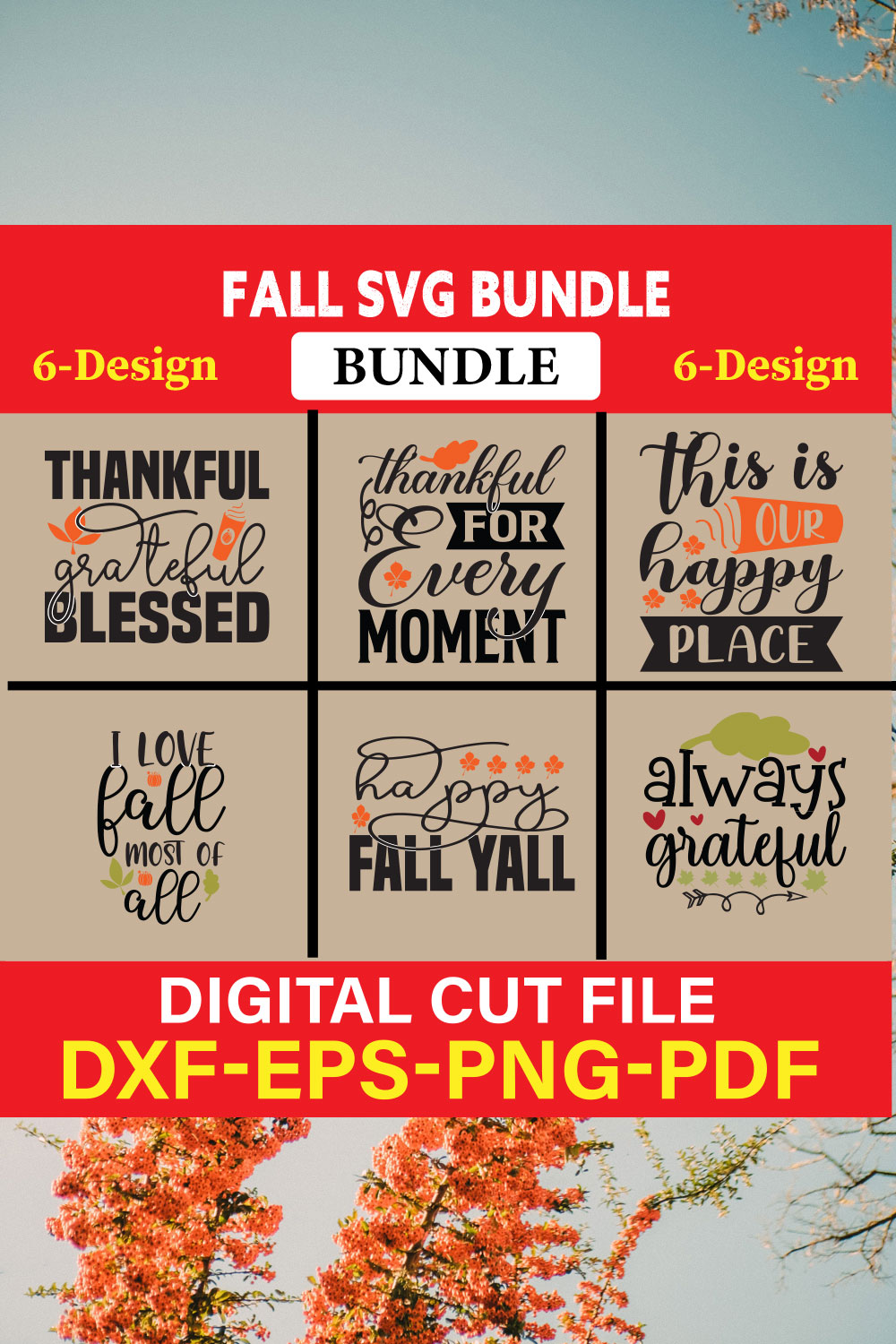 Fall SVG, Fall SVG Bundle, Autumn Svg, Thanksgiving Svg, Fall Svg Designs, Fall Sign, Autumn Bundle Svg, Vol-04 pinterest preview image.