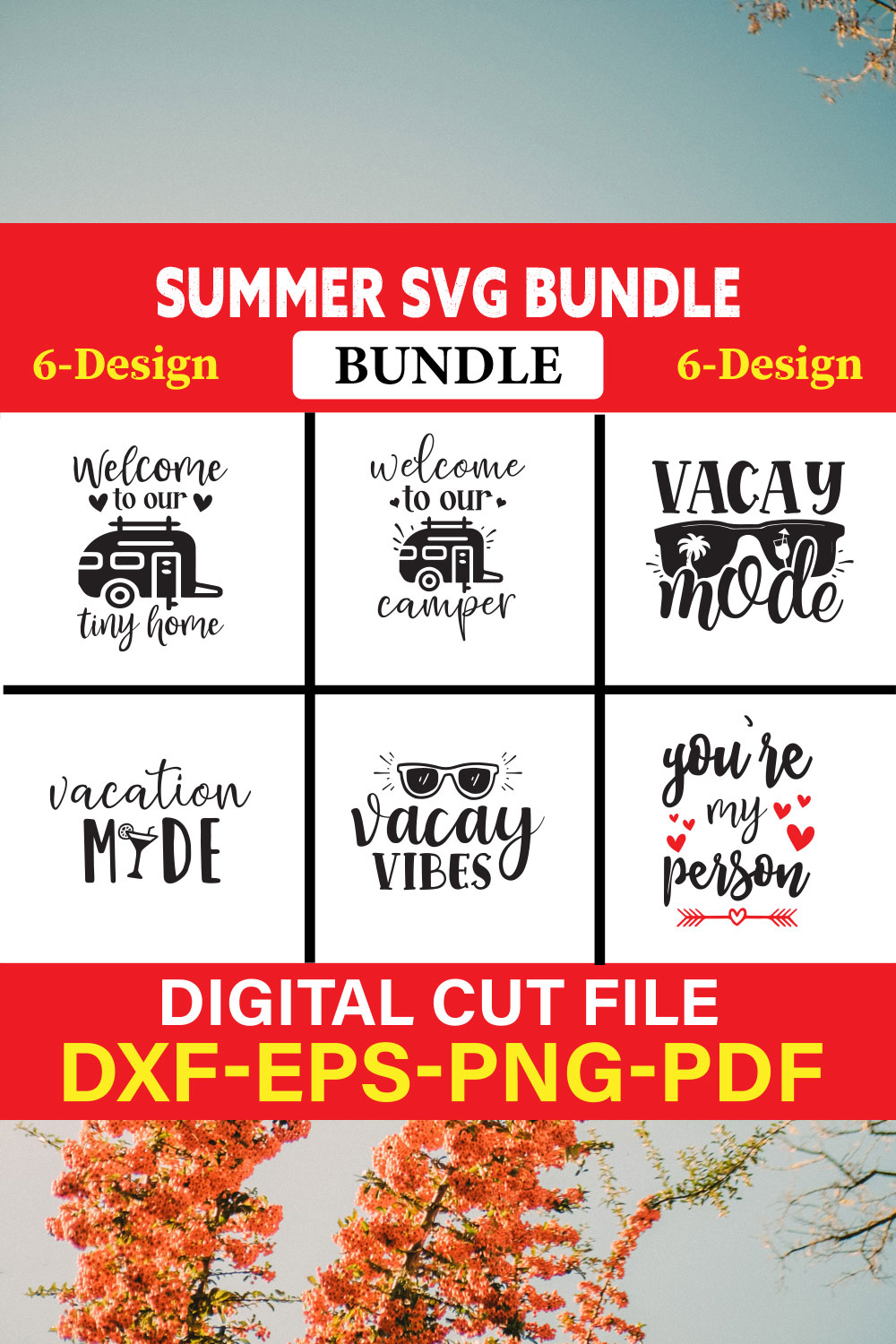 Summer T-shirt Design Bundle Vol-17 pinterest preview image.