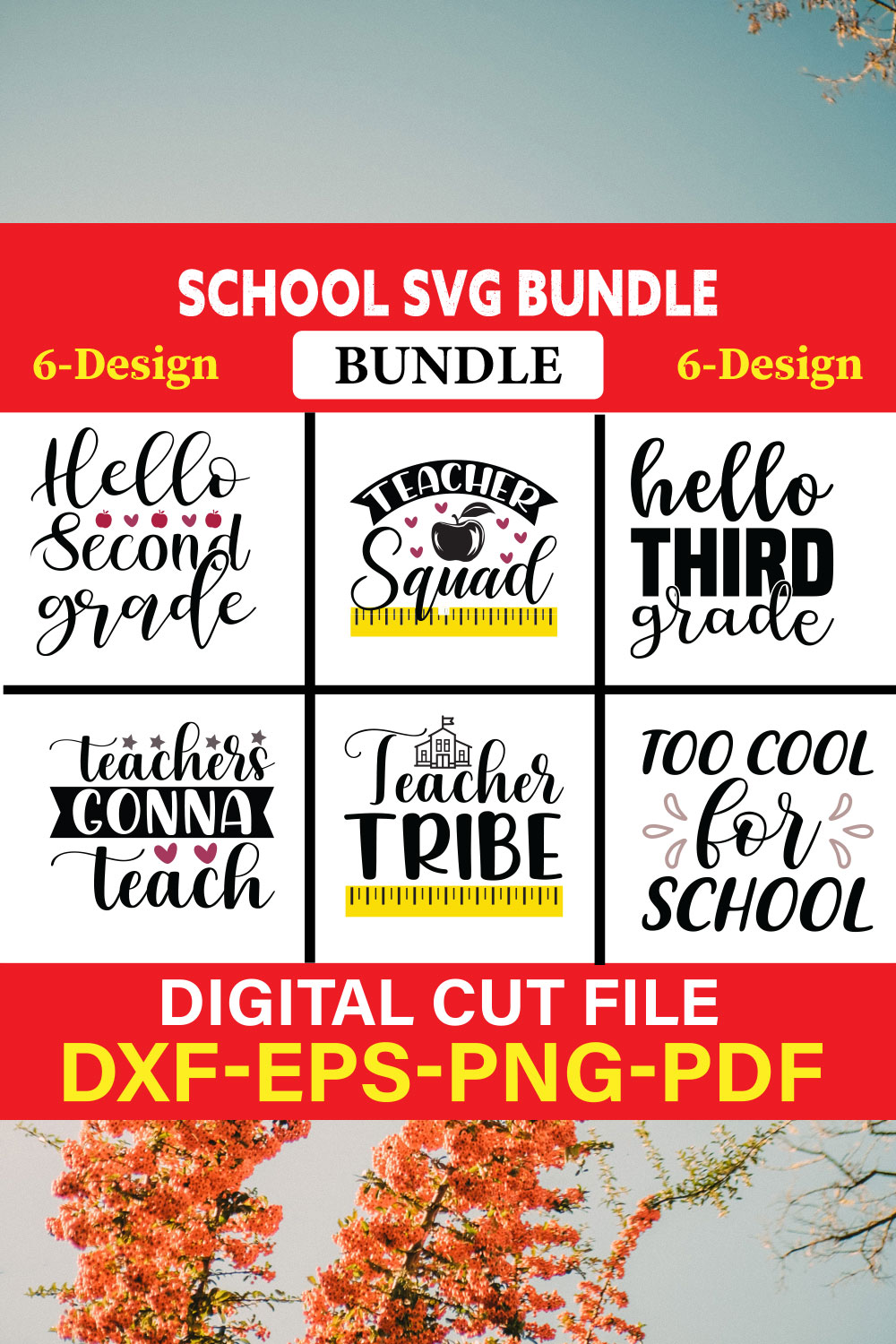 School svg bundle T-shirt Design Bundle Vol-8 pinterest preview image.