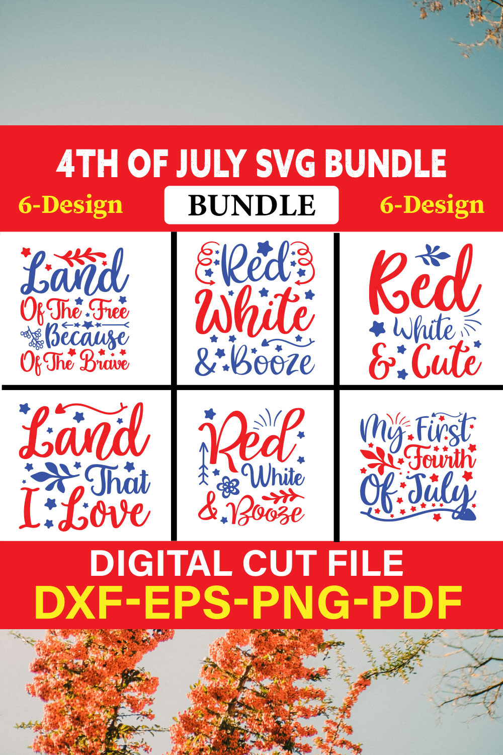 4th Of July T-shirt Design Bundle Vol-7 pinterest preview image.