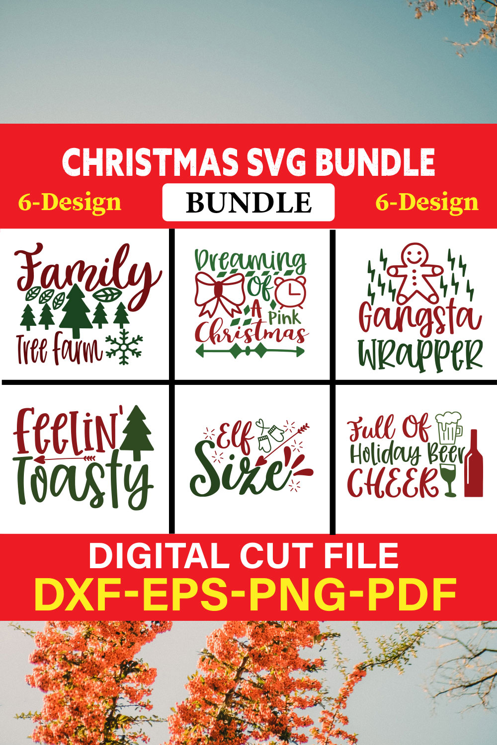 Christmas T-shirt Design Bundle Vol-20 pinterest preview image.