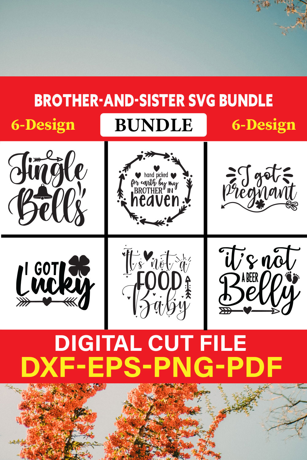 Brother-and-Sister T-shirt Design Bundle Vol-8 pinterest preview image.