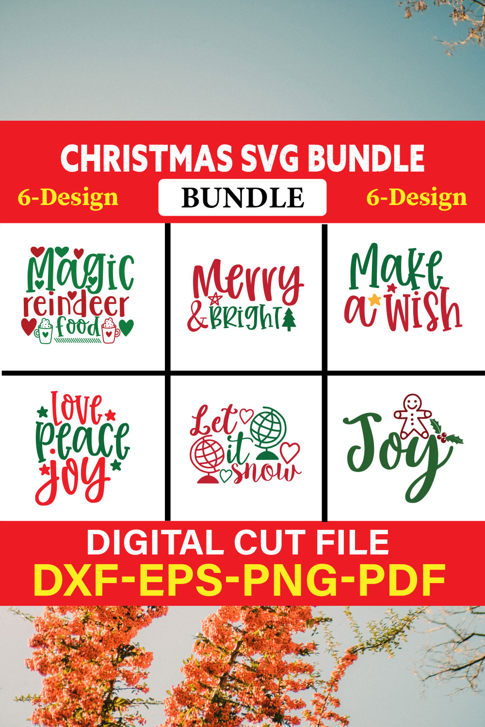 Christmas T-shirt Design Bundle Vol-42 pinterest preview image.