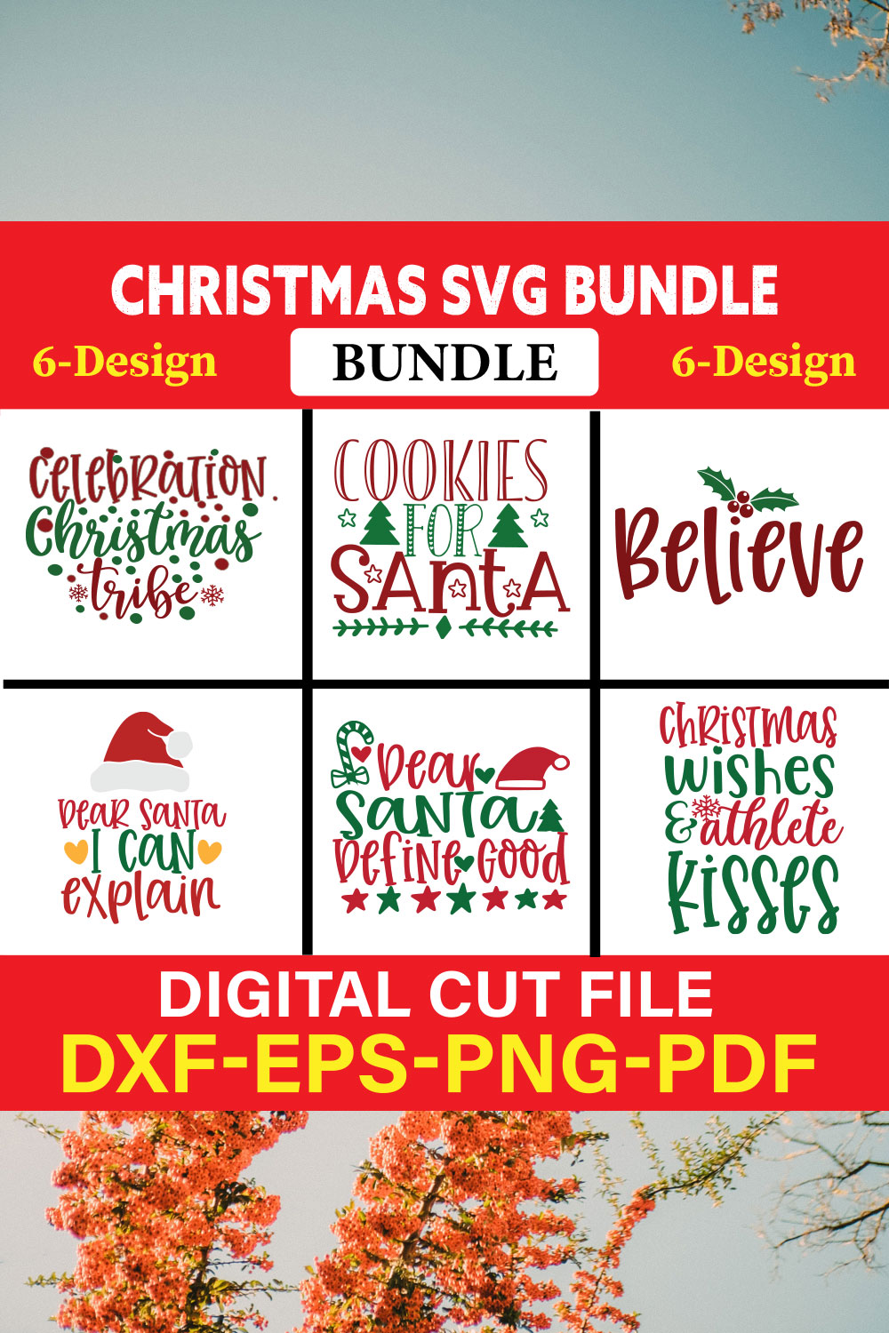 Christmas T-shirt Design Bundle Vol-40 pinterest preview image.