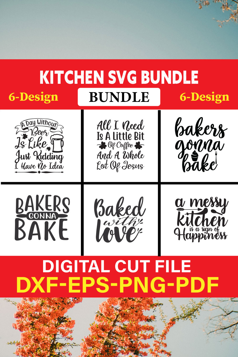 Kitchen T-shirt Design Bundle Vol-1 pinterest preview image.