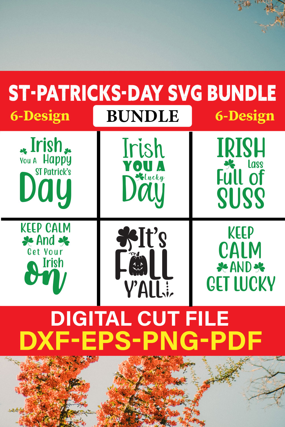 St-Patricks Day T-shirt Design Bundle Vol-3 pinterest preview image.