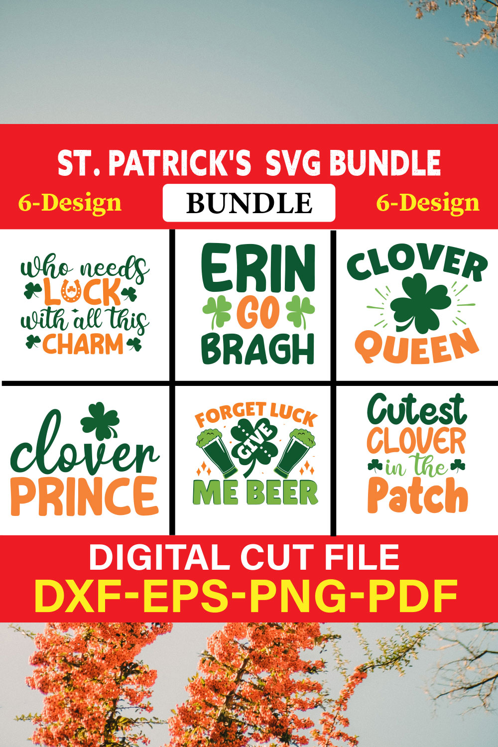 St Patrick's T-shirt Design Bundle Vol-1 pinterest preview image.