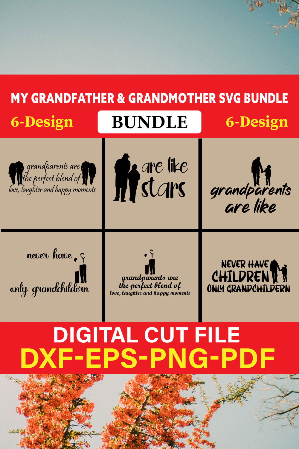 My Grandfather & Grandmother T-shirt Design Bundle Vol-4 pinterest preview image.