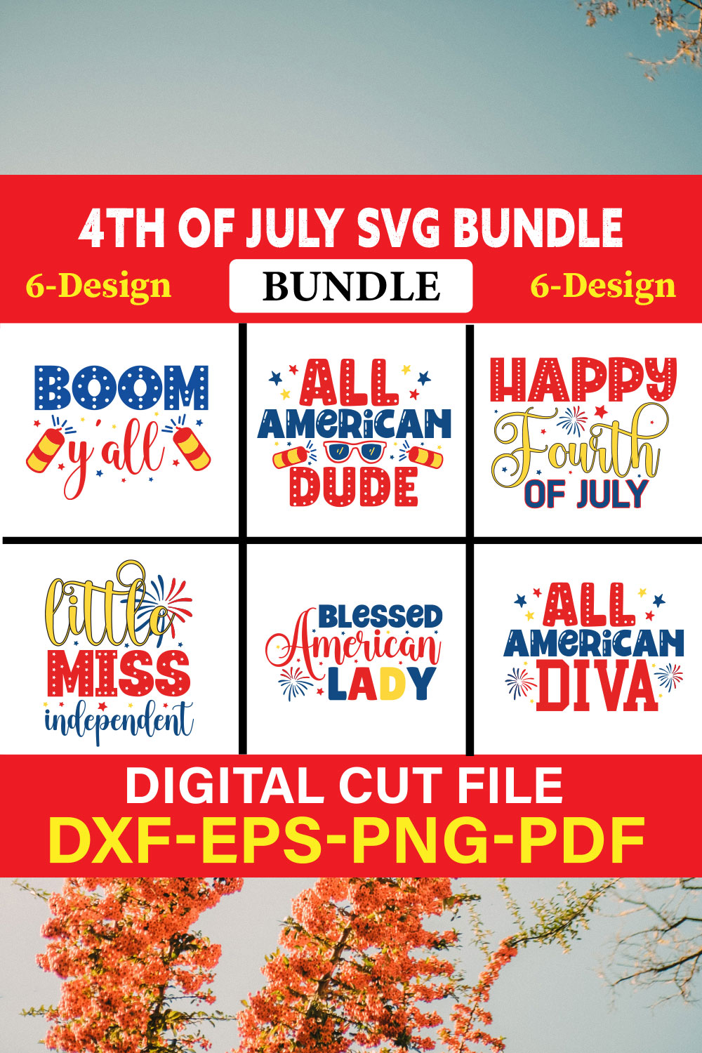 4th Of July T-shirt Design Bundle Vol-11 pinterest preview image.