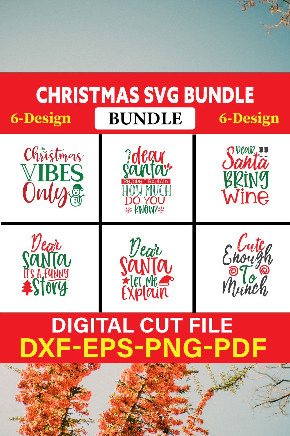 Christmas T-shirt Design Bundle Vol-11 pinterest preview image.