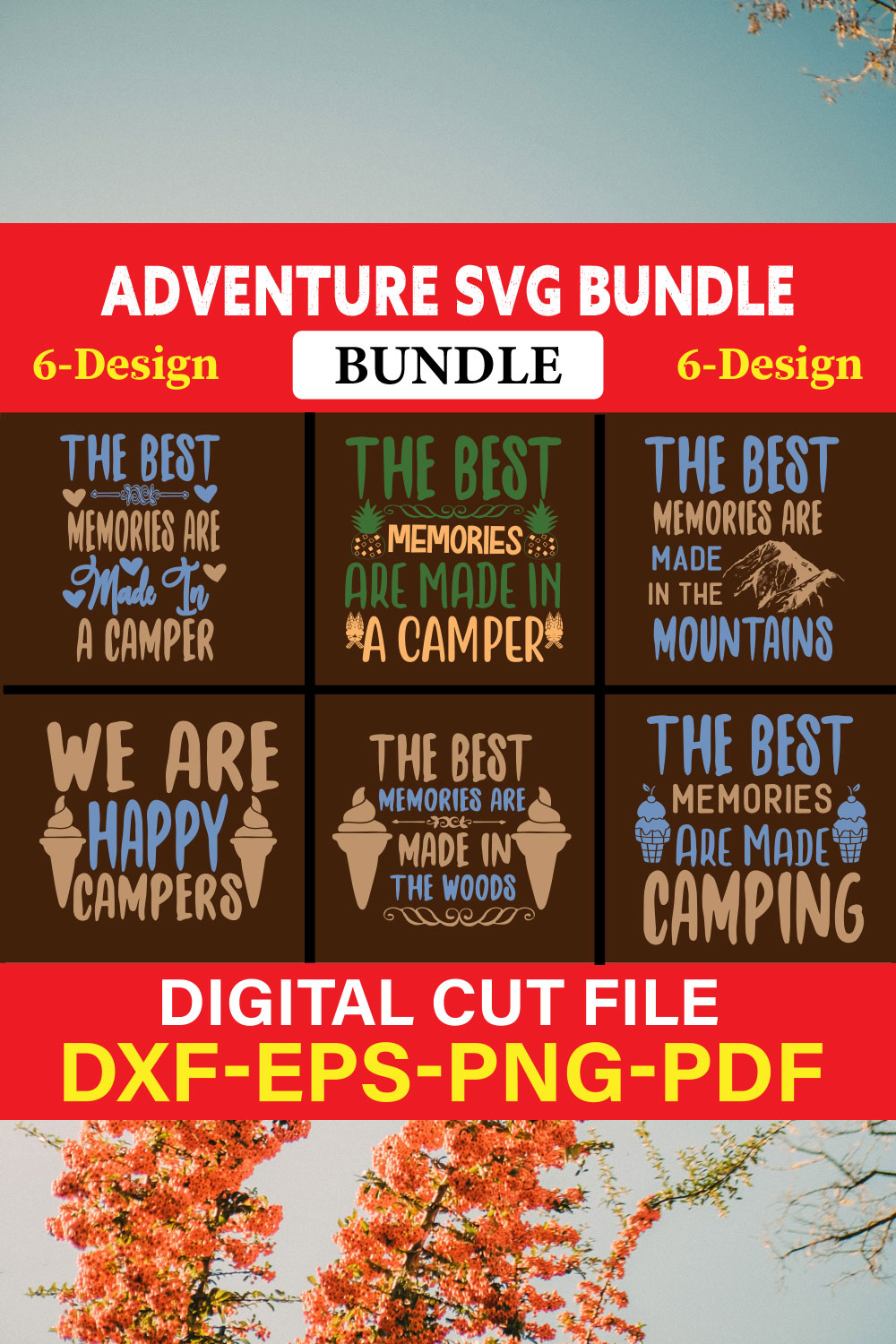Adventure T-shirt Design Bundle Vol-10 pinterest preview image.