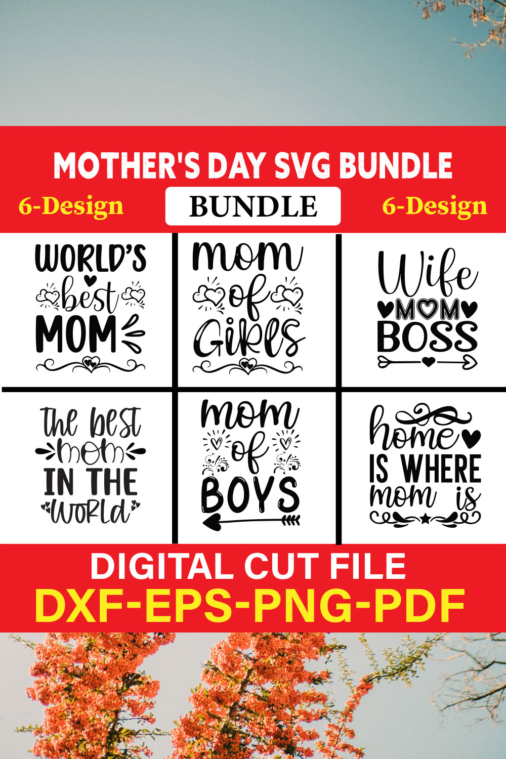 Mother's Day T-shirt Design Bundle Vol-7 pinterest preview image.