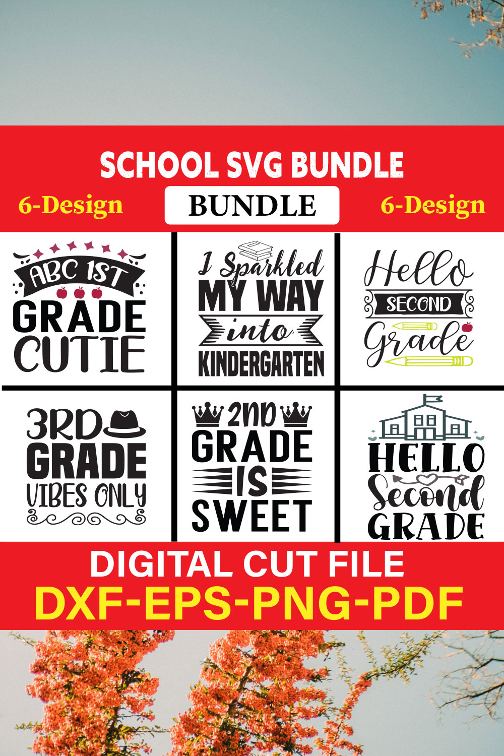 School svg bundle T-shirt Design Bundle Vol-12 pinterest preview image.