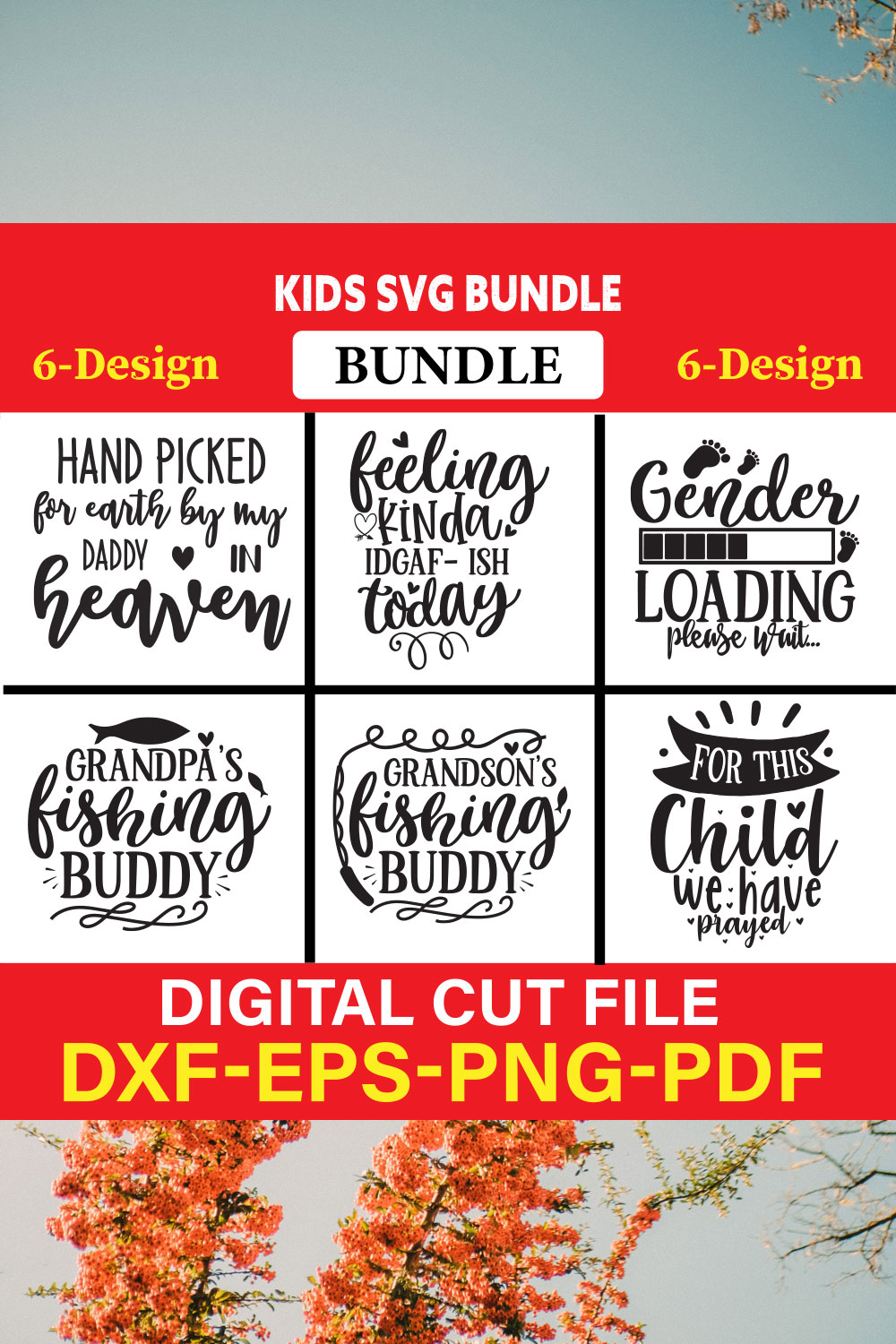 Kids T-shirt Design Bundle Vol-4 pinterest preview image.