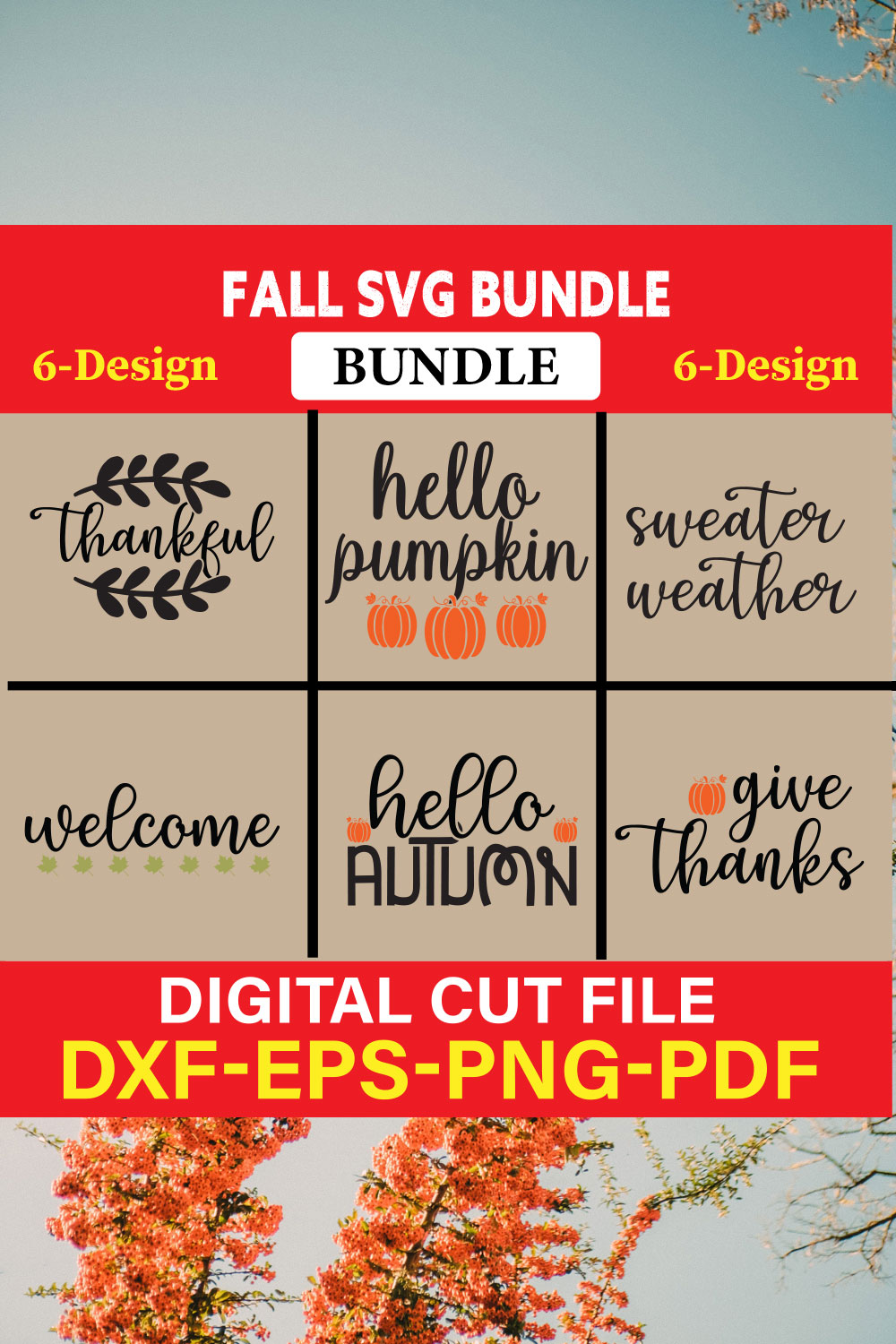 Fall SVG, Fall SVG Bundle, Autumn Svg, Thanksgiving Svg, Fall Svg Designs, Fall Sign, Autumn Bundle Svg, Vol-11 pinterest preview image.