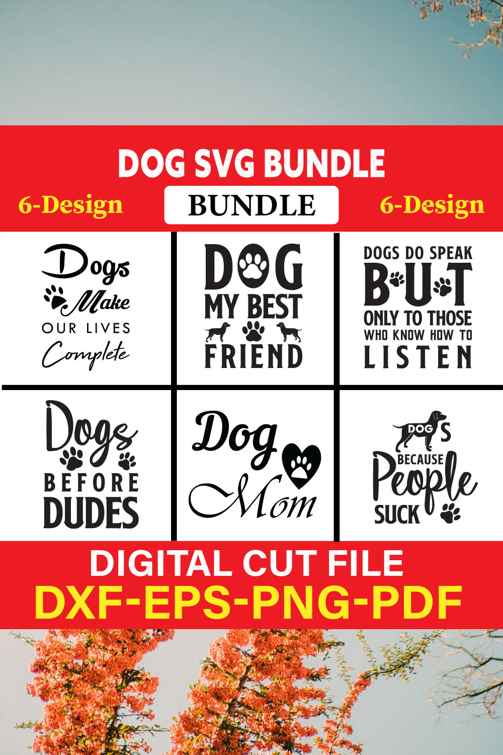 Dog T-shirt Design Bundle Vol-17 pinterest preview image.