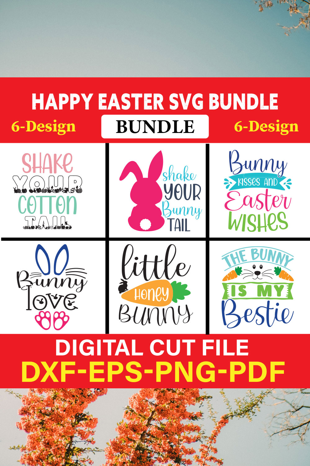 Happy Easter T-shirt Design Bundle Vol-2 pinterest preview image.