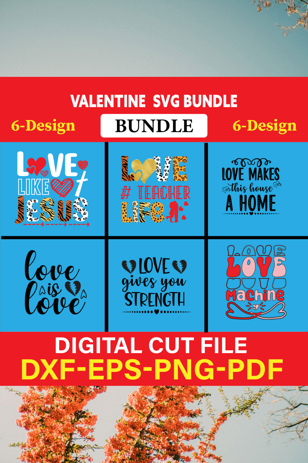 Valentine T-shirt Design Bundle Vol-15 pinterest preview image.